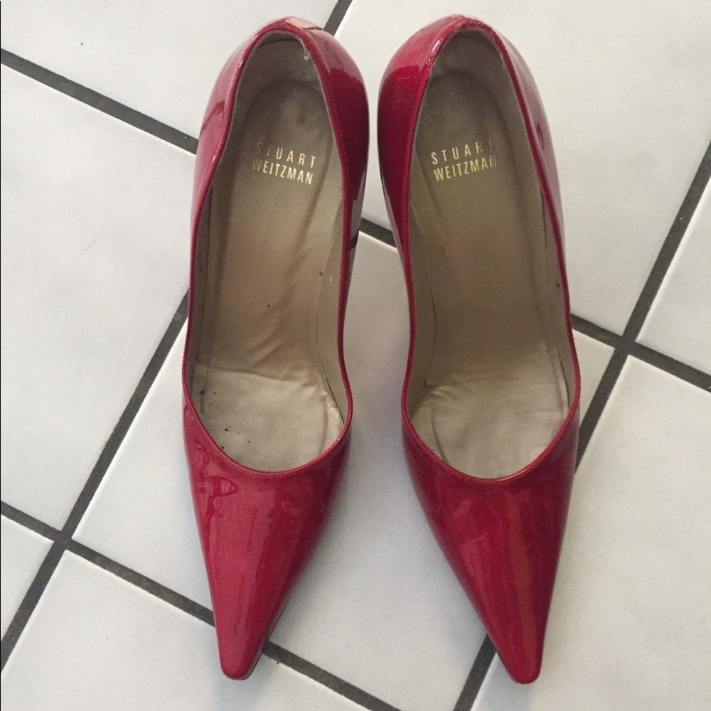 Stuart Weitzman Red Patent Leather Pumps